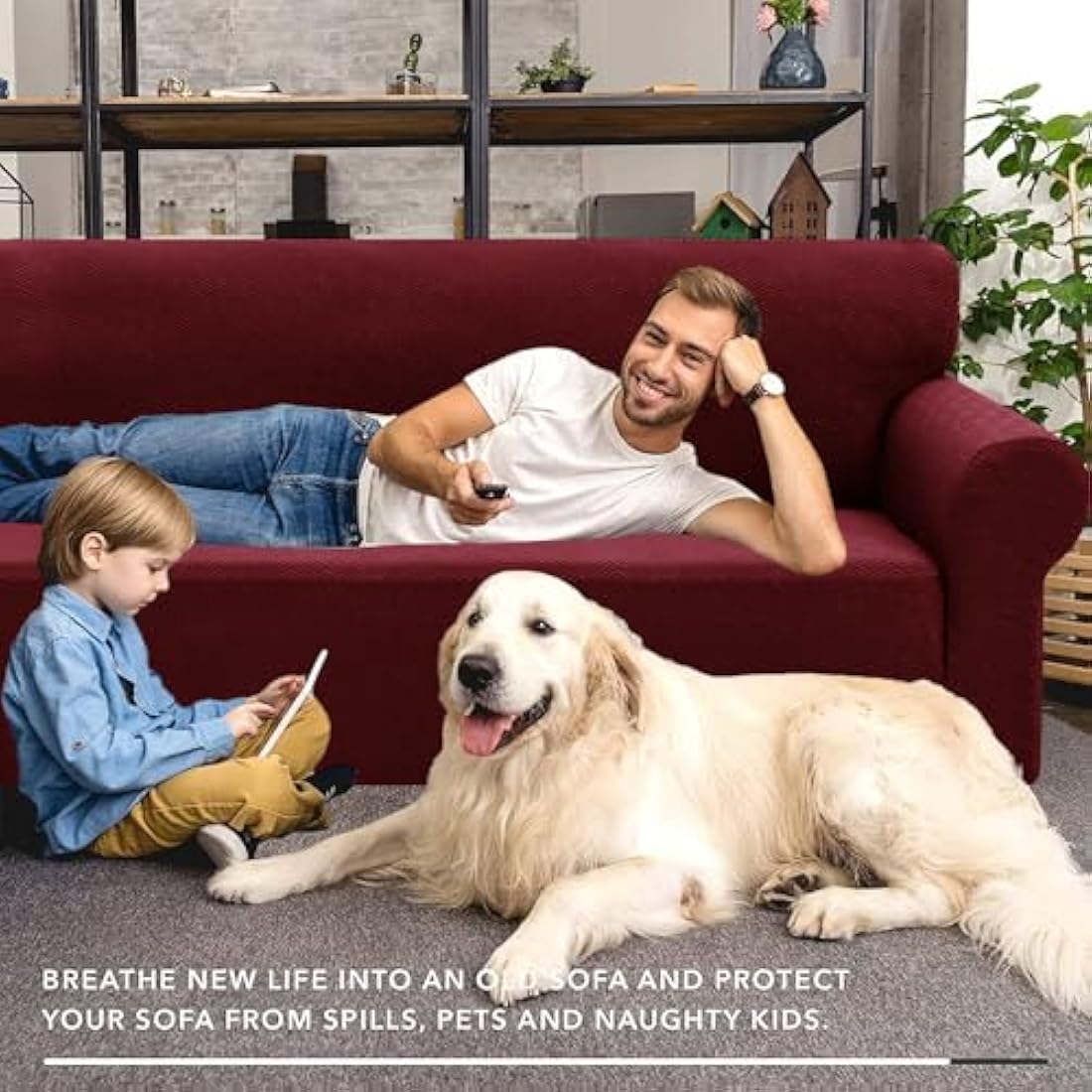 XINEAGE Stretch Jacquard Sofa Cover – 3 Seater Non-Slip Couch Protector