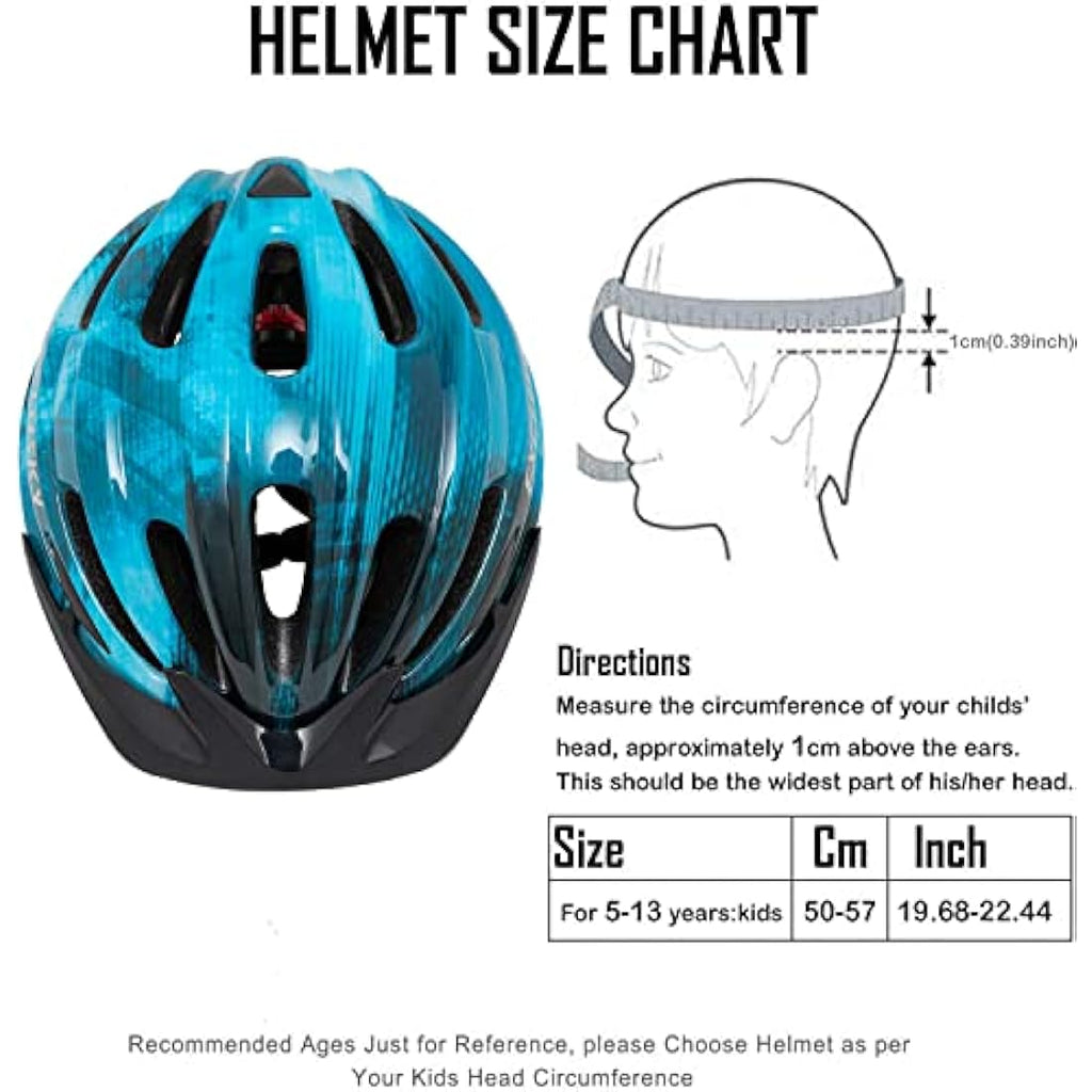 Exclusky Kids Bike Helmet with LED Light | Adjustable Size 50-57cm