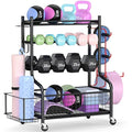 Mythinglogic Dumbbell Rack - 3-Tier Steel Weight Stand with Wheels
