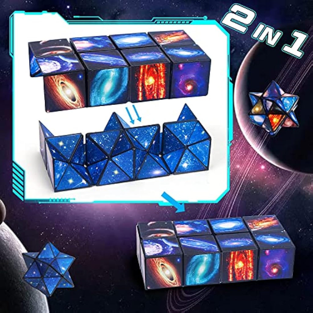 Jolof Store Infinity Cube Fidget Toy – 2-in-1 Galaxy Space Sensory Puzzle
