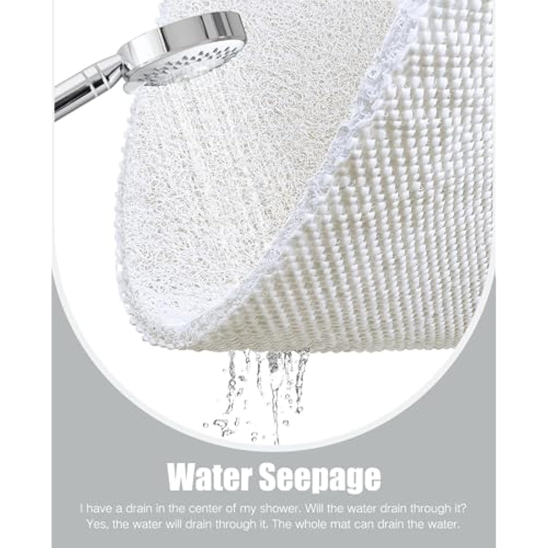 Loofah Shower Mat – Non-Slip Quick-Dry Bathtub Mat, White