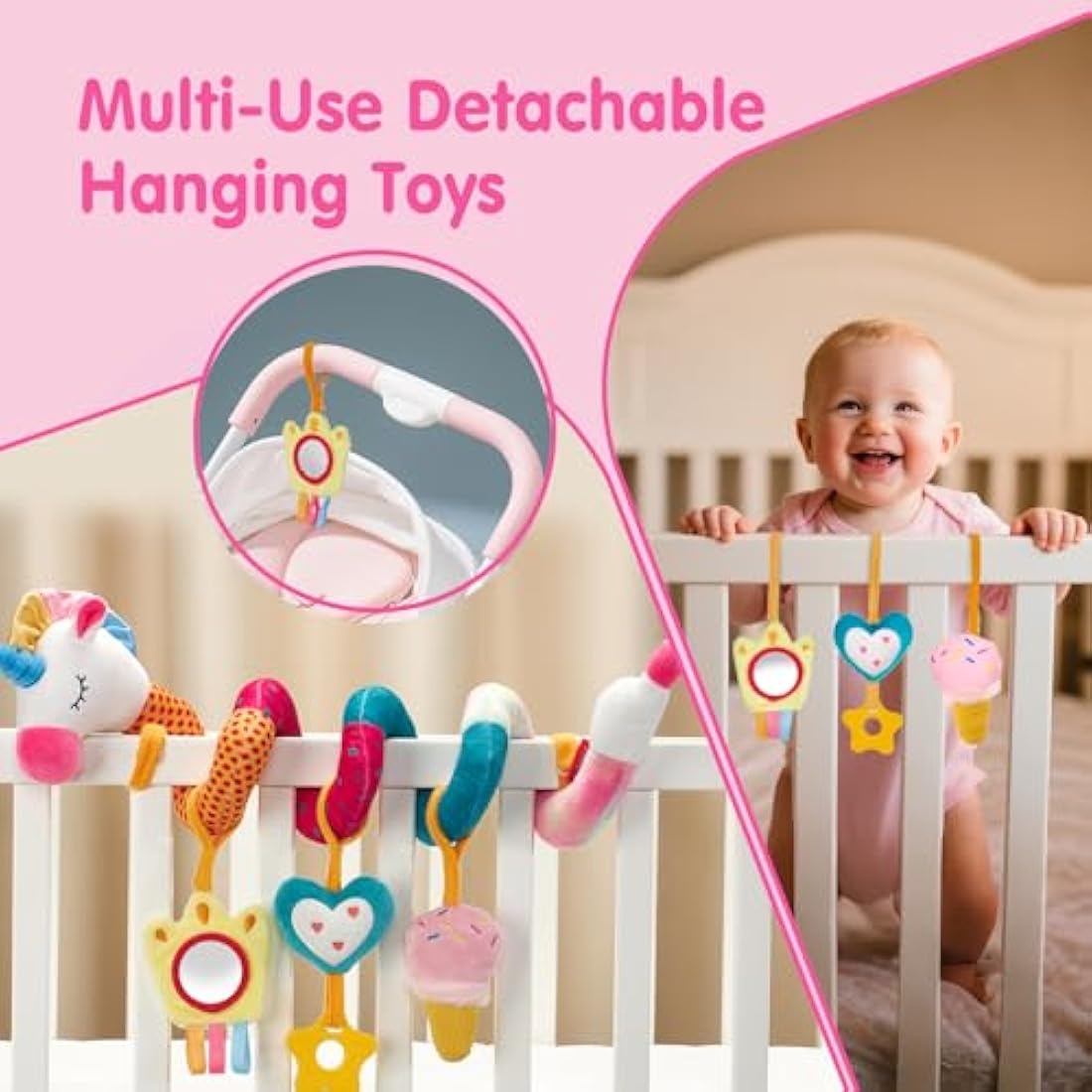 hahaland Spiral Baby Sensory Toys – Hanging Stroller & Car Seat Activity Toy