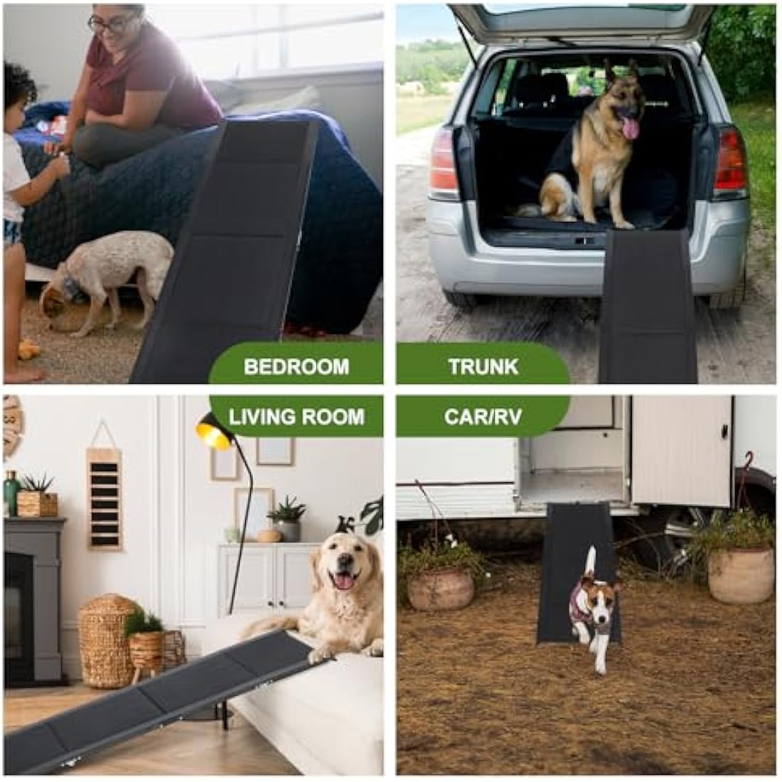 SMONTER Aluminum Dog Car Ramp – Folding Portable Pet Steps for Large Dogs
