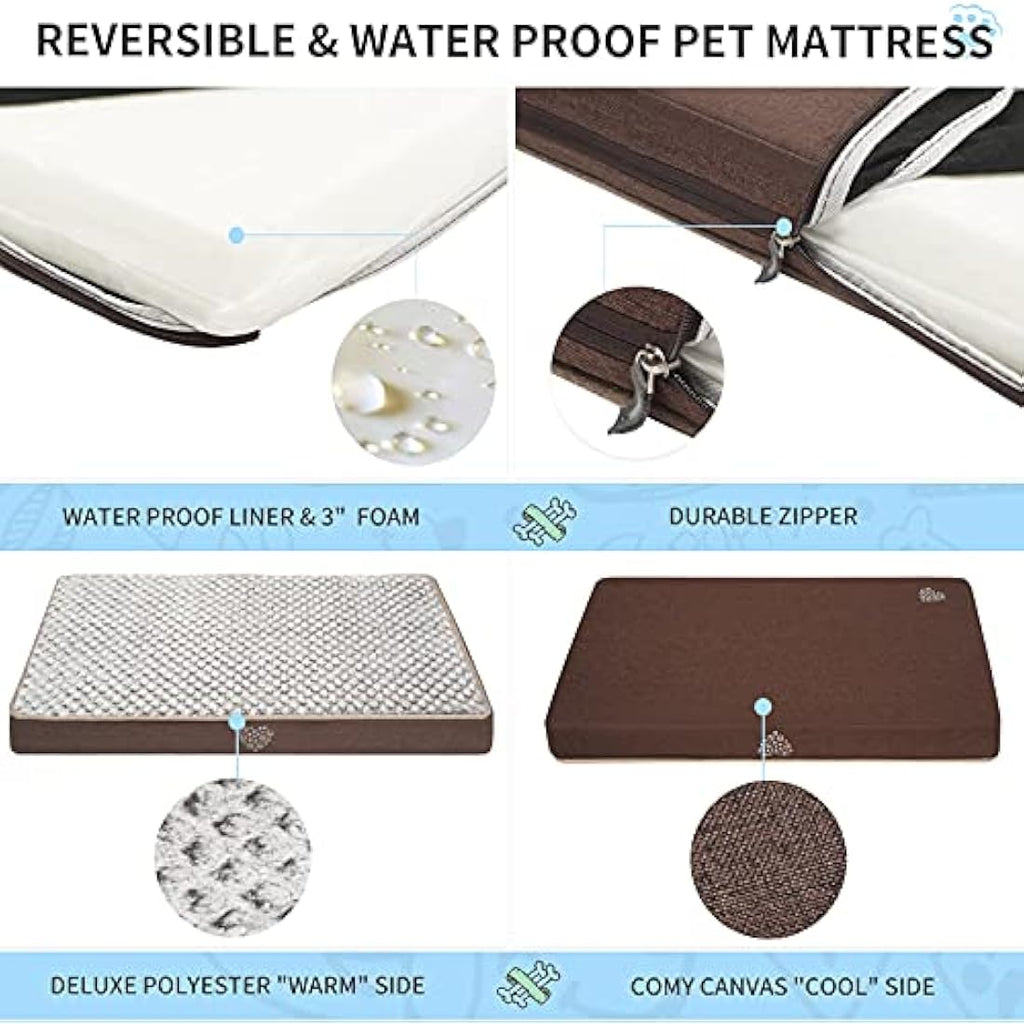 VANKEAN Waterproof Reversible Dog Bed Mat | Washable Crate Mattress