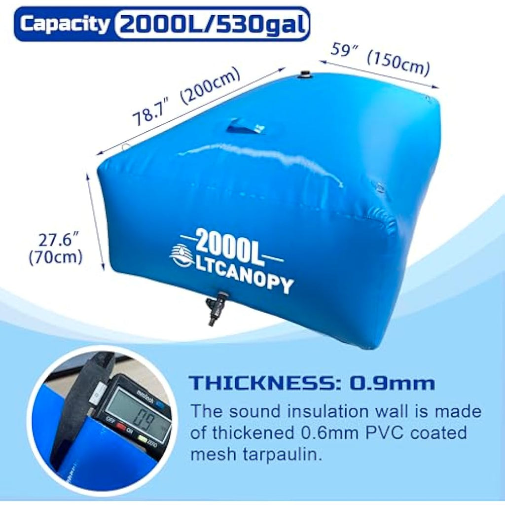 LTCANOPY 2000L Foldable Water Bladder – Collapsible PVC Storage Tank