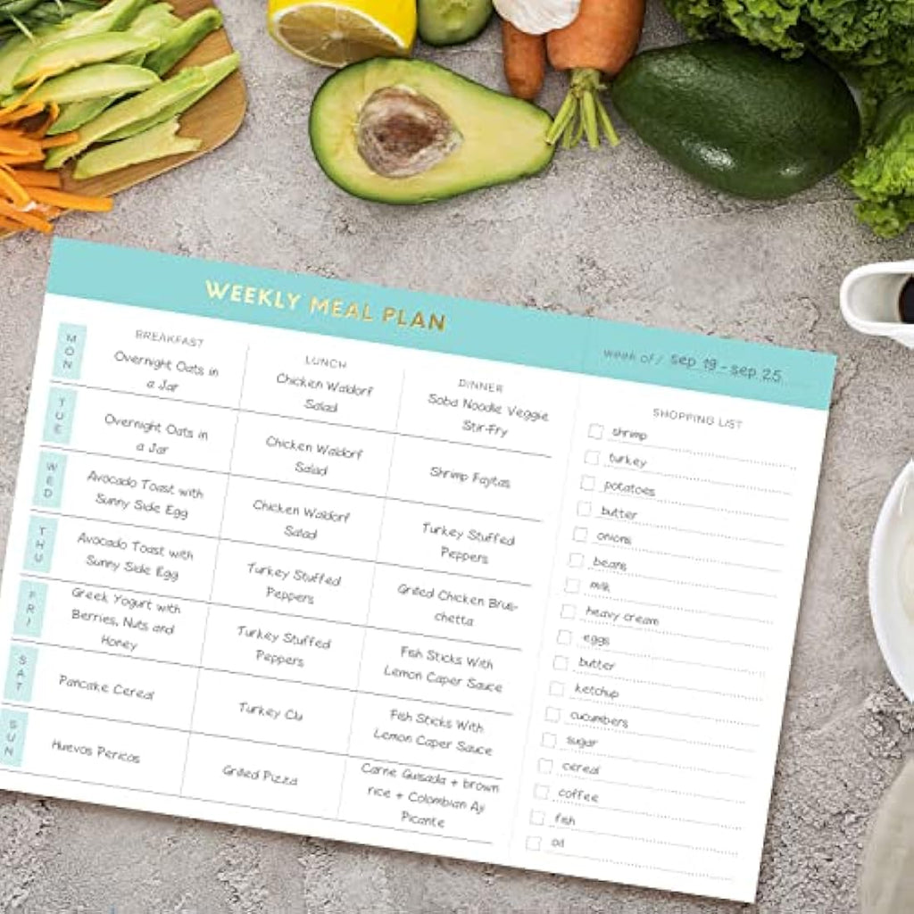 Sweetzer & Orange Weekly Meal Planner – Magnetic Grocery List Notepad, Teal