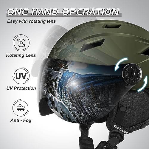 Odoland Ski Helmet with VLT 18% Visor – Adjustable Snowboard Helmet