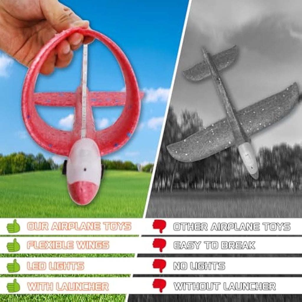 Jolof Store LED Airplane Launcher Toys | 3 Pack Foam Glider Planes