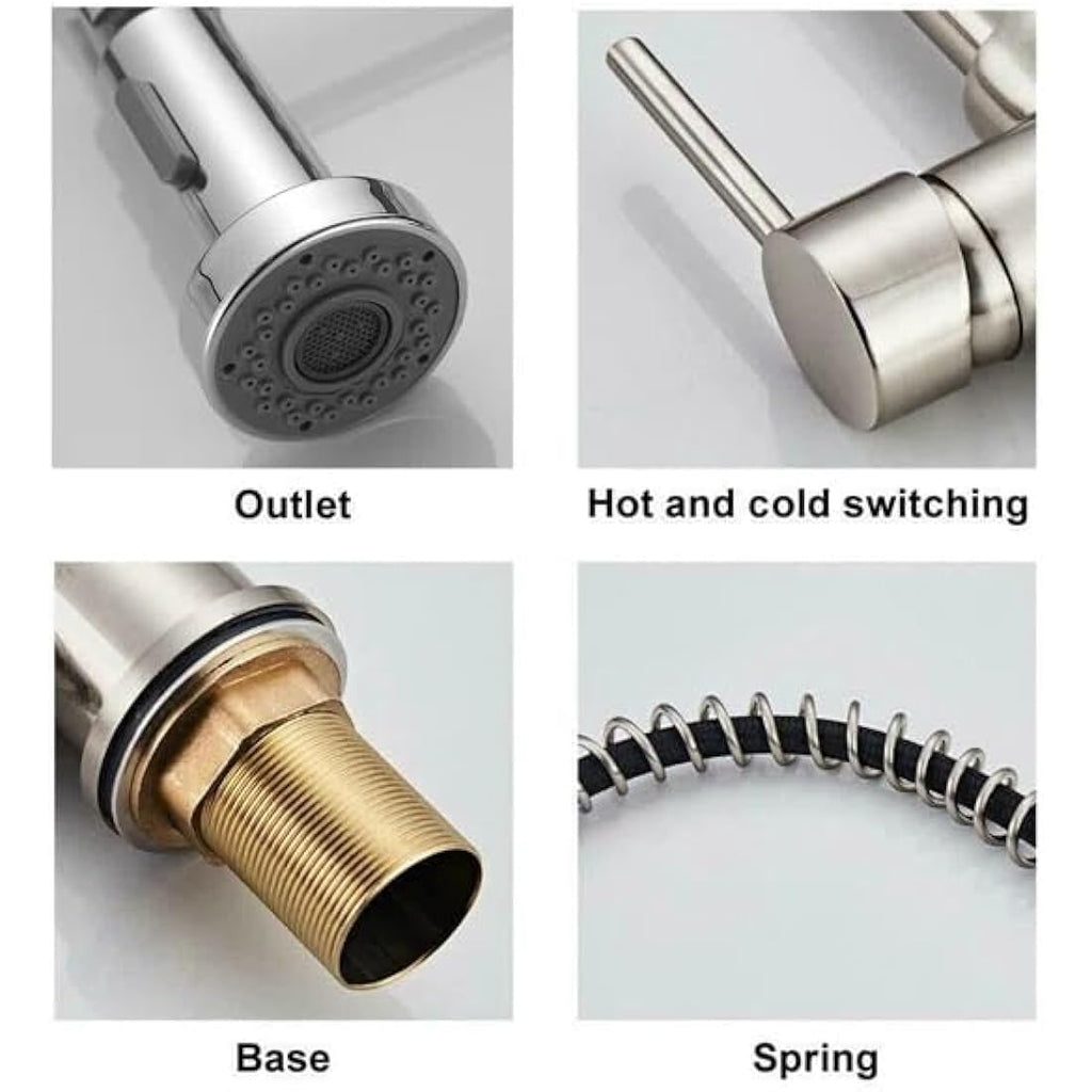 Modern Kitchen Mixer Tap | Dual Spout Pull Out Spray Chrome