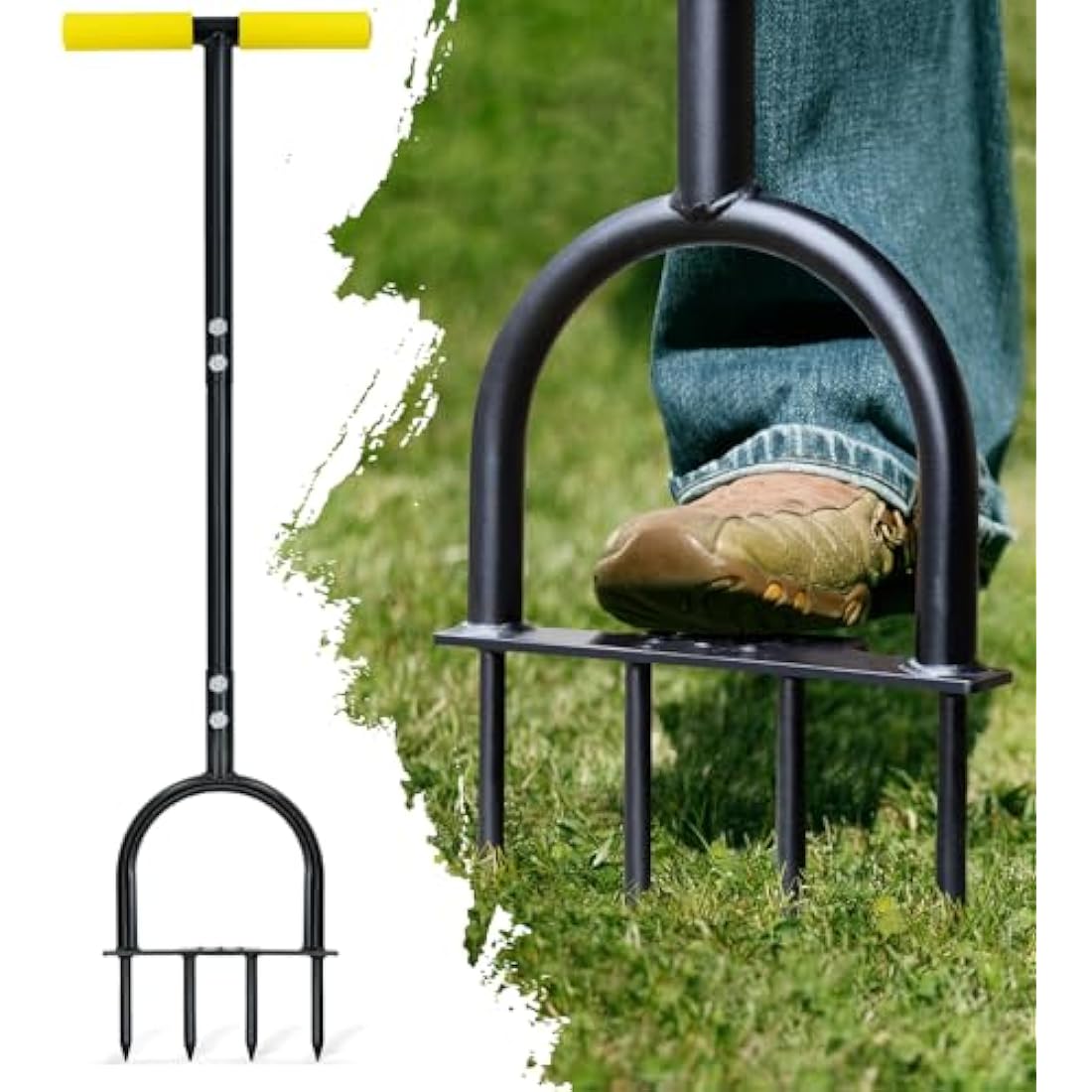 Colwelt Lawn Spike Aerator | 4 Steel Spikes Manual Garden Tool, 96cm