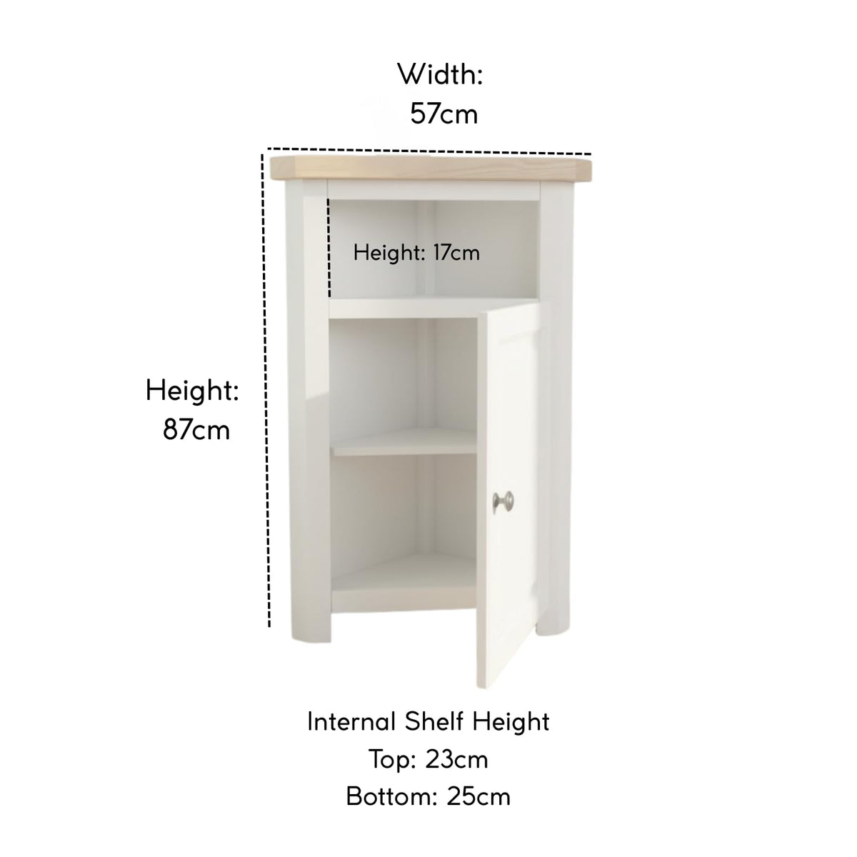 GROF GROFurniture Snow White finish Tall Corner Cabinet, Triangle Unit open compartment with shelf fit all Livingroom, Bathroom & Hallway - image 2