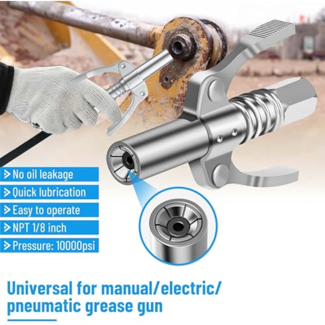 Pindex Heavy Duty Grease Gun Set with G Coupler | Manual Pistol Grip Tool