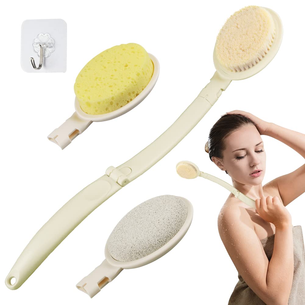 Jolof Store 3-in-1 Back Scrubber for Shower | Foldable Long Handle Body Brush