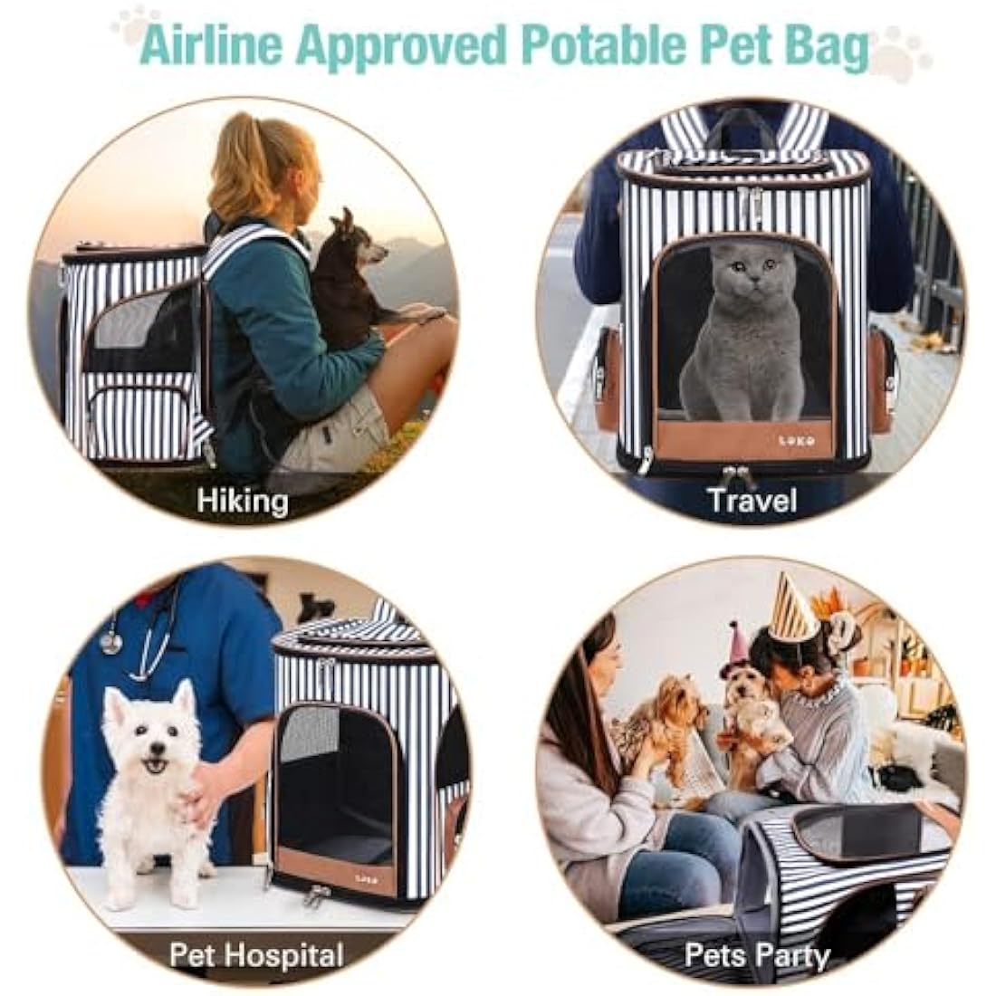 Lekesky Expandable Cat Carrier Backpack – Foldable Pet Rucksack, Striped