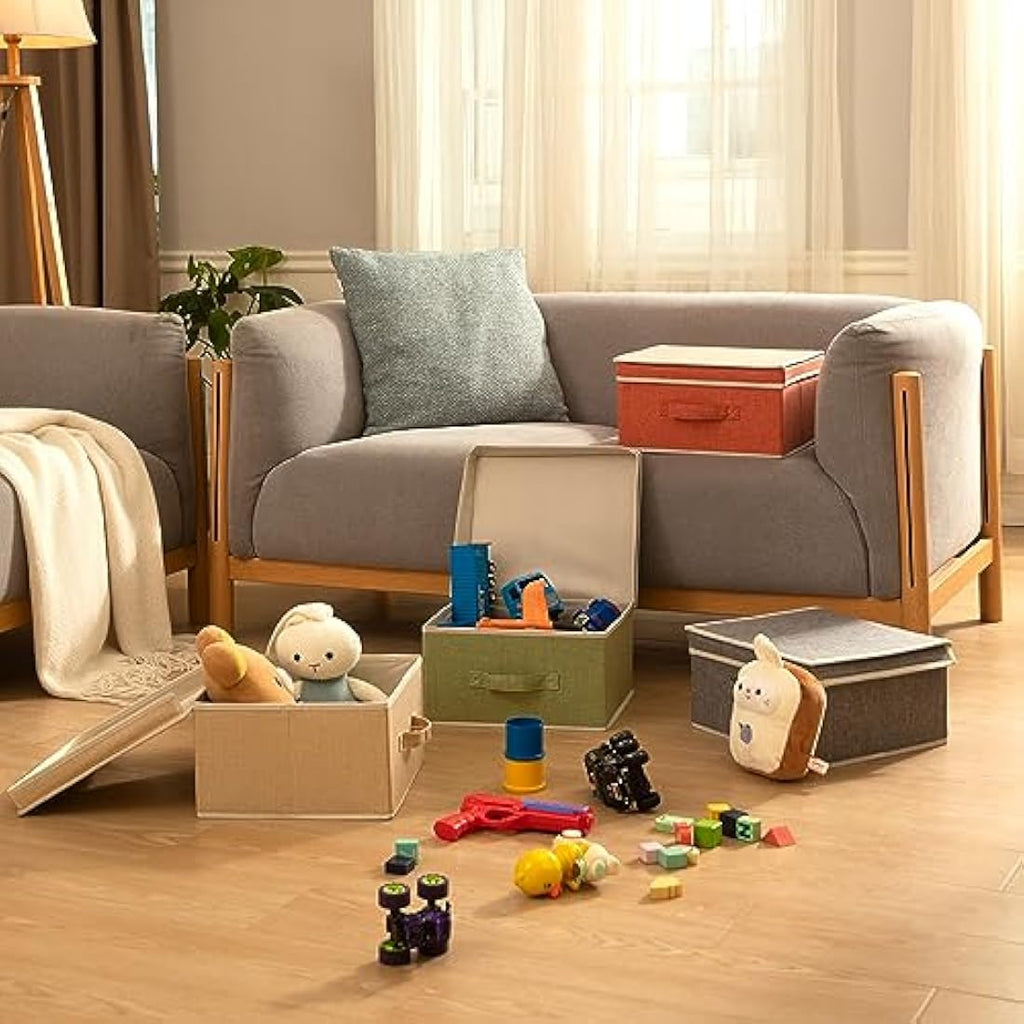 BrilliantJo Foldable Fabric Storage Boxes with Lids - Set of 4 Mixed Colors