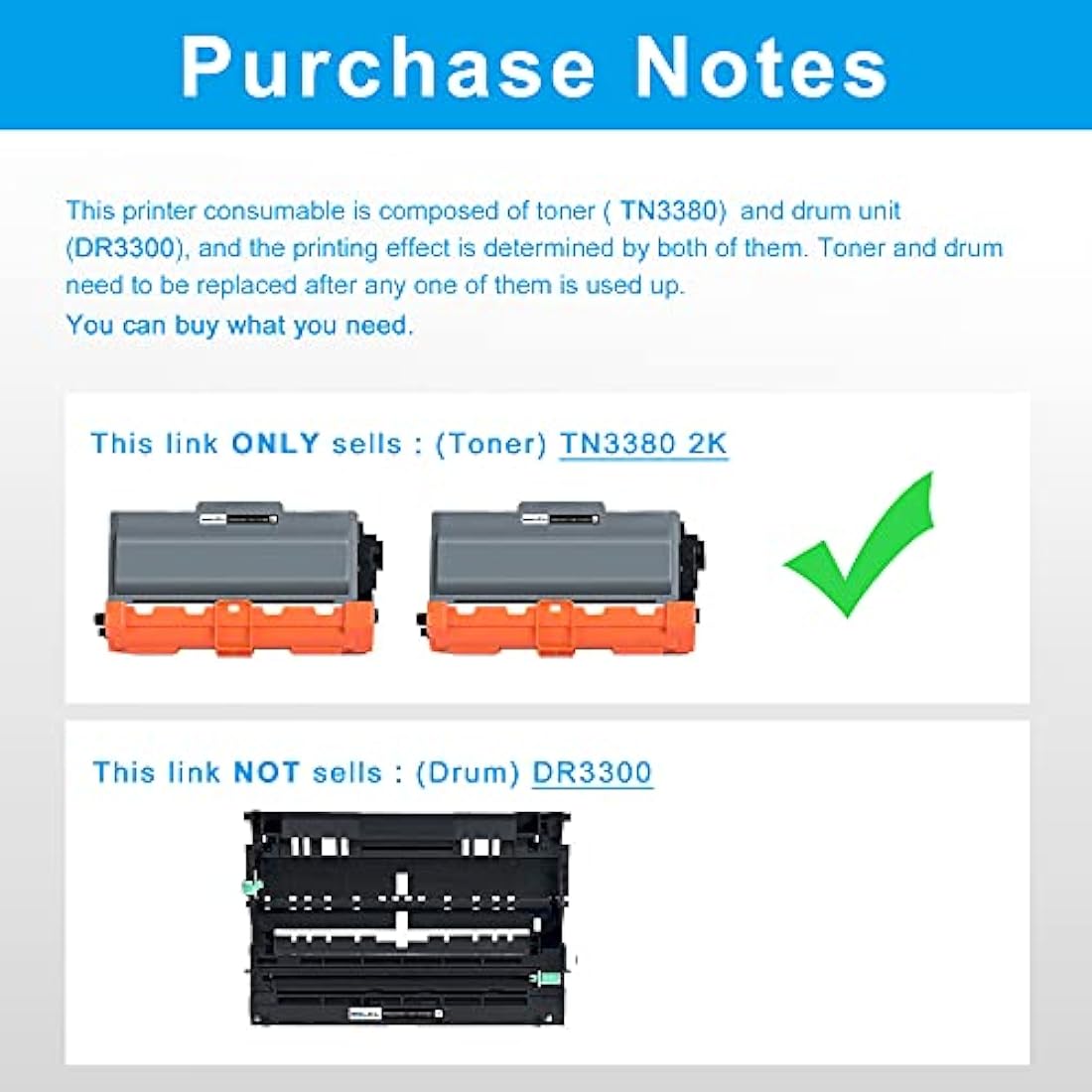 LCL Compatible TN3380 TN3330 Black Toner Cartridge for Brother - 2 Pack