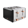 Tower Cavaletto 4-Slice Toaster | Black & Rose Gold Stainless Steel