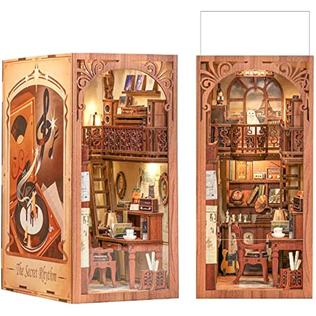 Cutebee Secret Rhythm DIY Book Nook Kit - 3D Wooden Puzzle with LED Light