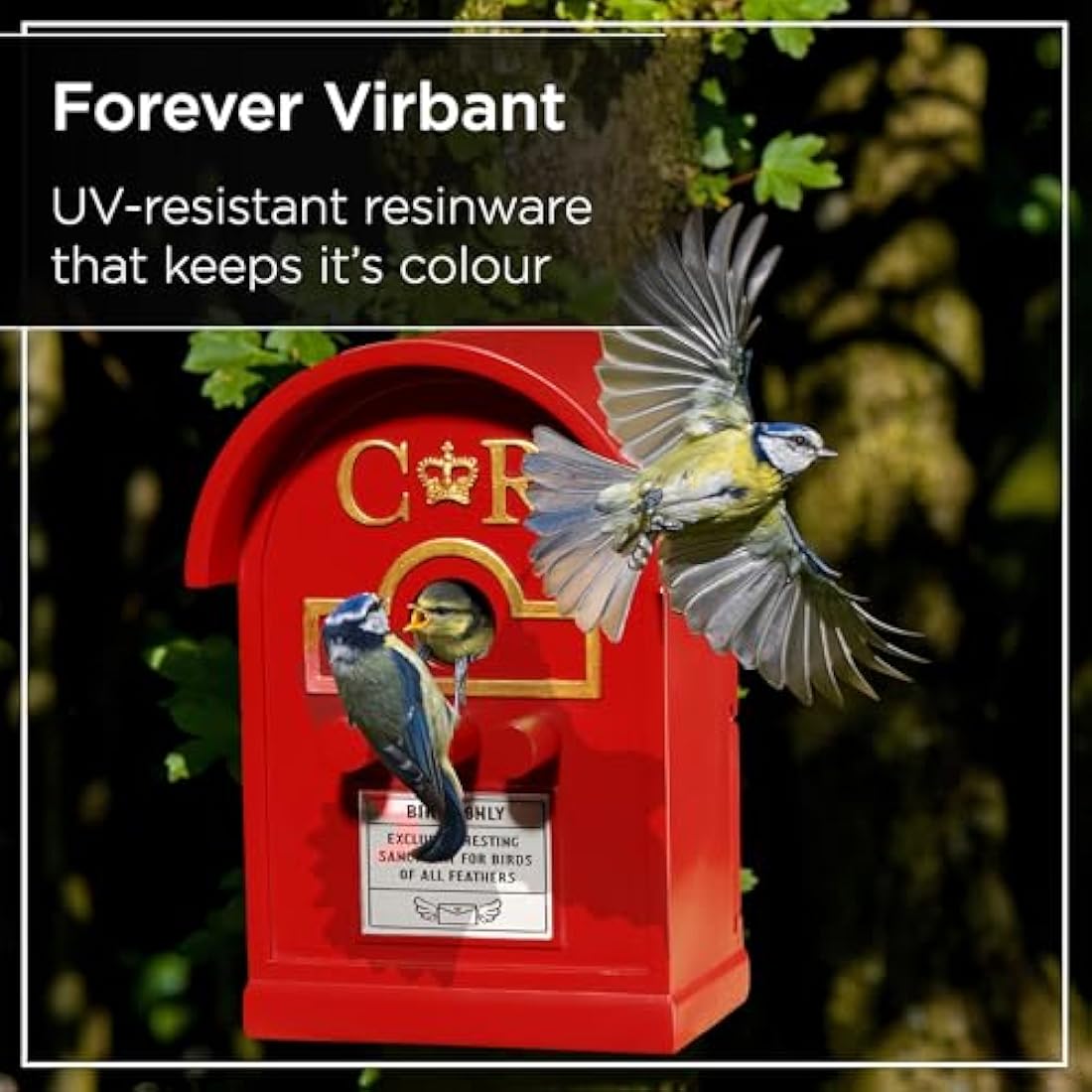 Wrenbury Red Post Box Bird House - Resin Hanging Nesting Box for Small Birds