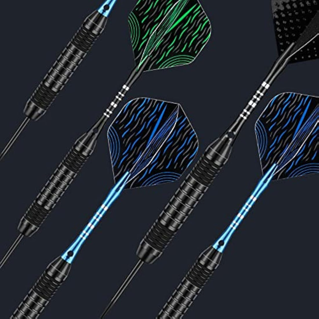 DARTSPACE 12 Pack Steel Tip Darts Set | 22-24g Professional Metal Darts