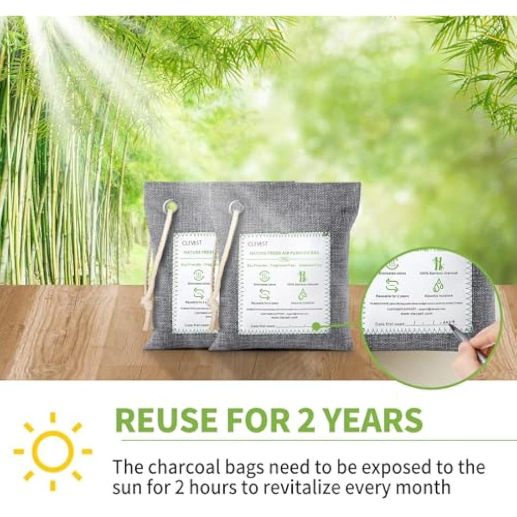 CLEVAST Bamboo Charcoal Air Purifying Bags | 4x200g Natural Odor Absorber