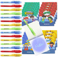 BONNYCO Superhero Invisible Ink Pen and Notebook Set - 16 Pack Party Favors