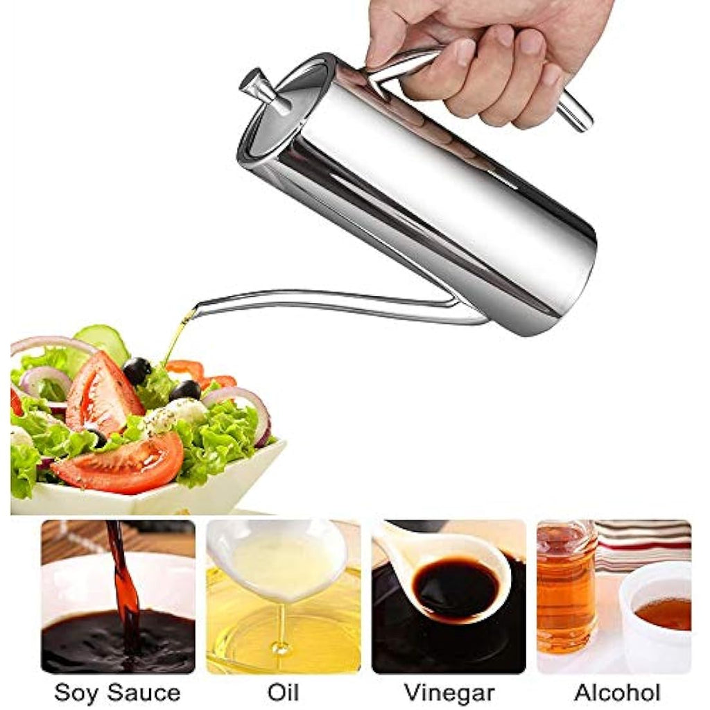 Stainless Steel Oil Dispenser – 700ml Non-Drip Cruet