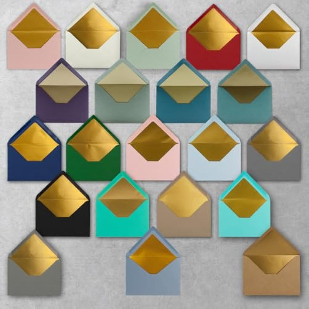 Gustav Neuser C6 Envelopes – Brown Kraft Paper with Gold Metallic Lining