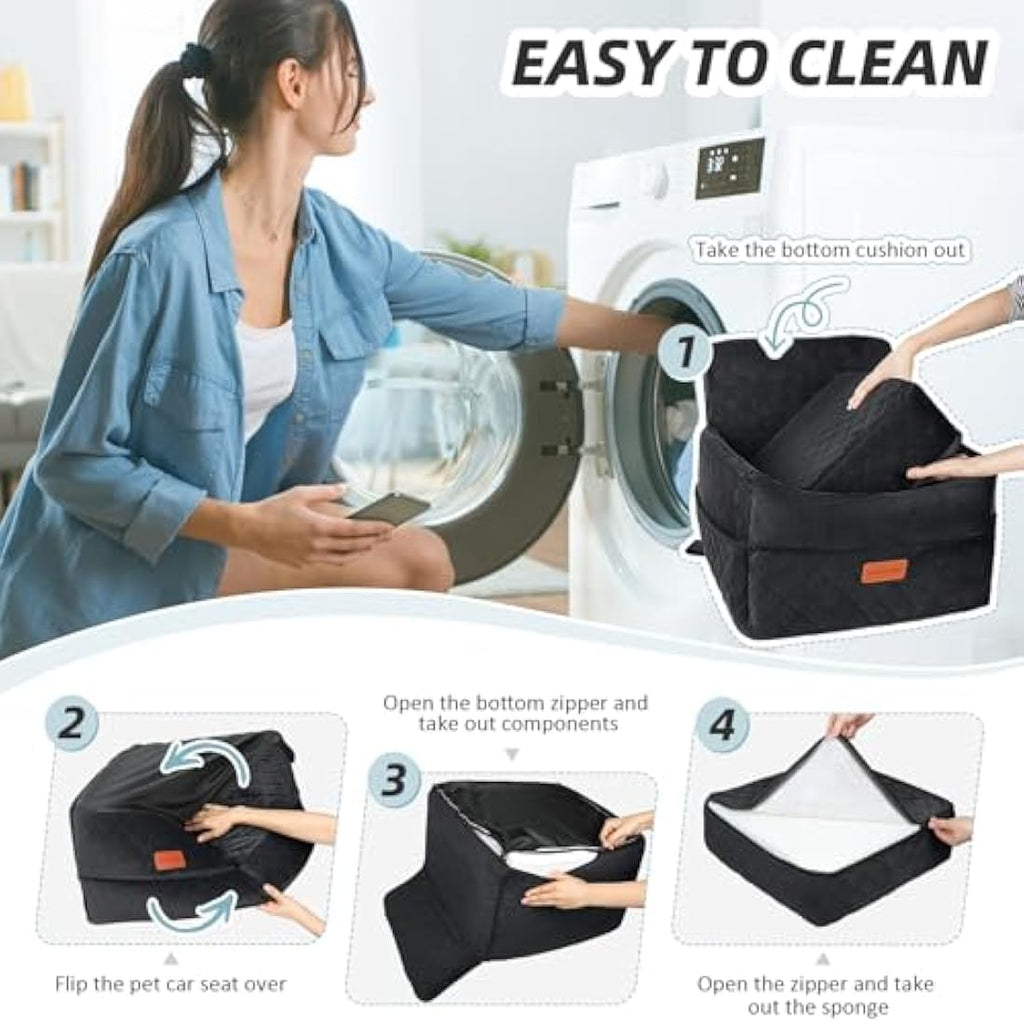 HEGGCOOE Dog Car Seat – Memory Foam Booster Seat for Small & Medium Dogs