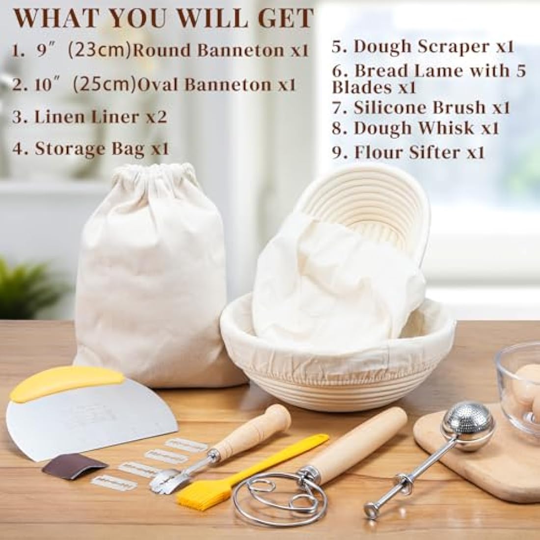 Sourdough Starter Kit | 9" & 10" Rattan Proofing Baskets