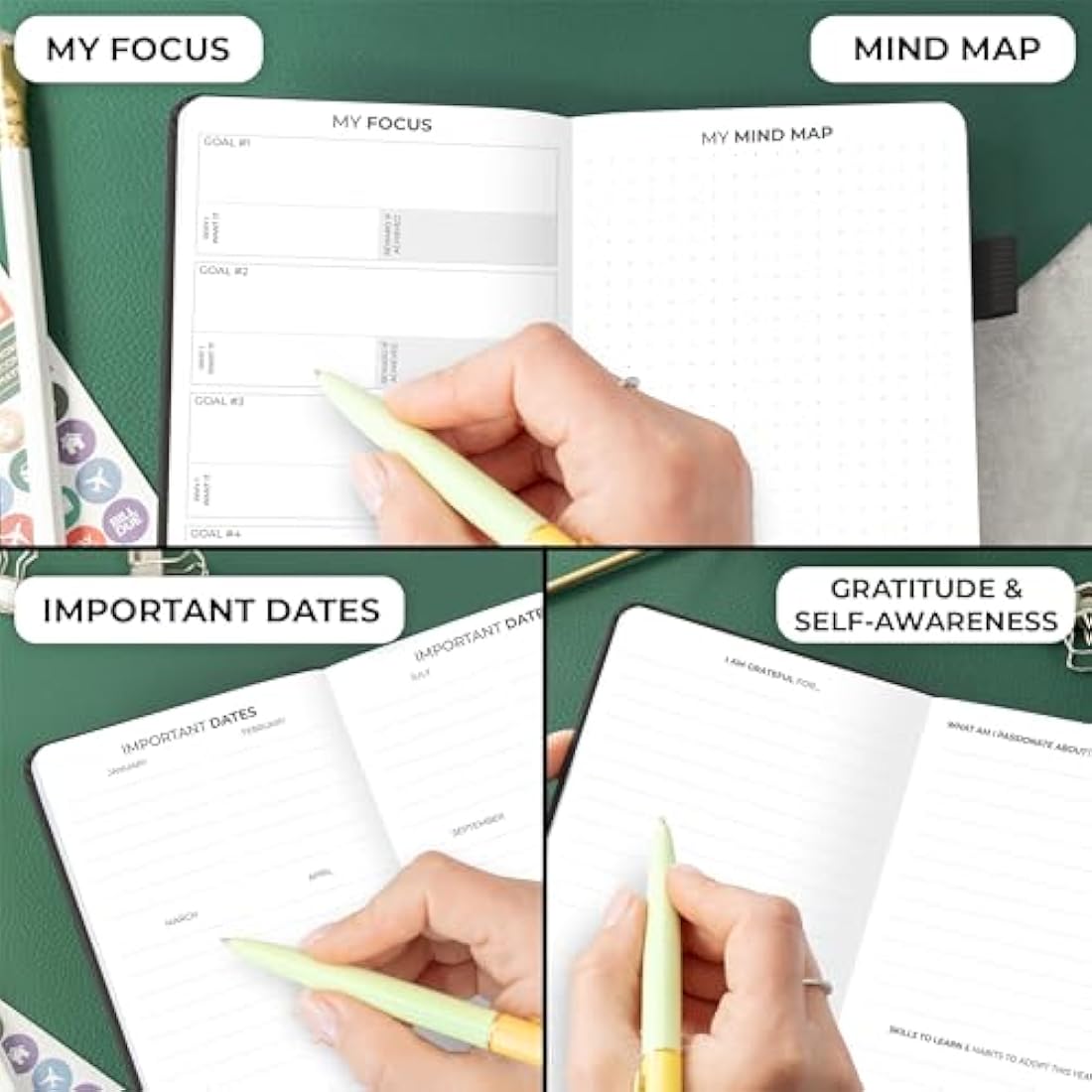 Clever Fox Pocket Weekly Undated Planner – Mini Goal Calendar, Black
