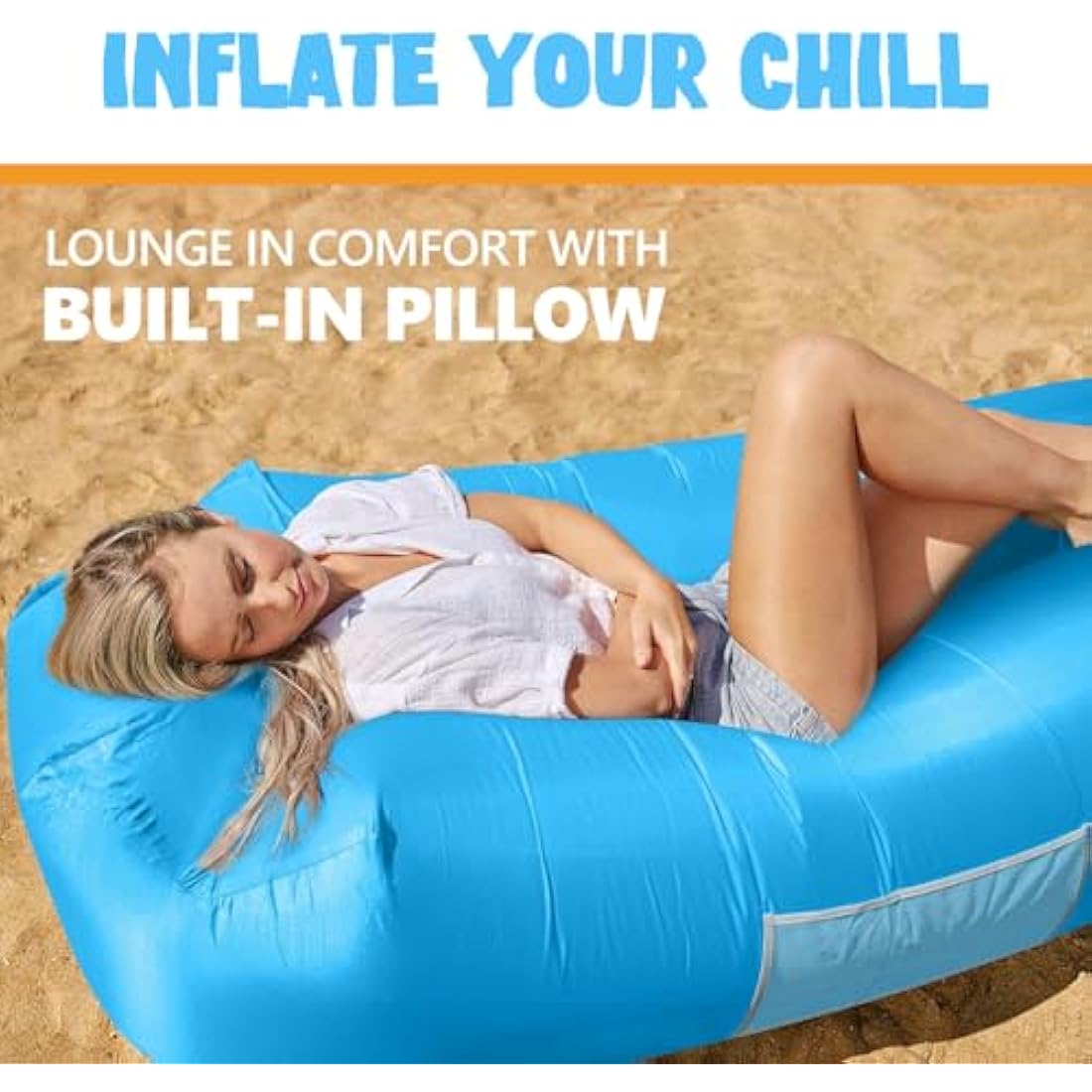 AlphaBeing Inflatable Lounger – Ripstop Fabric Air Sofa with Headrest