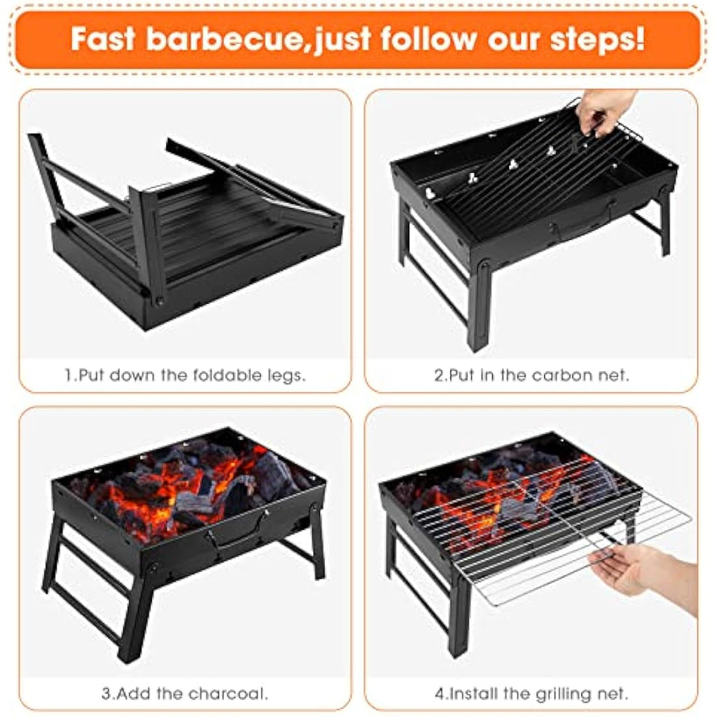 Jolof Store Portable Charcoal BBQ Grill – Foldable Stainless Steel
