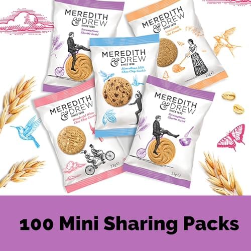Meredith & Drew Mini Biscuits – Assorted Cookie Snack Packs (100 x 23g)