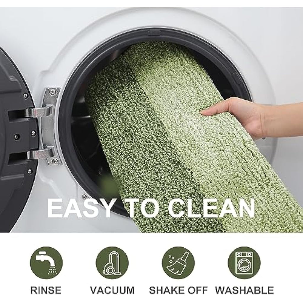 Homaxy Indoor Door Mat – Absorbent Non-Slip Washable Rug, Green, 60x90cm