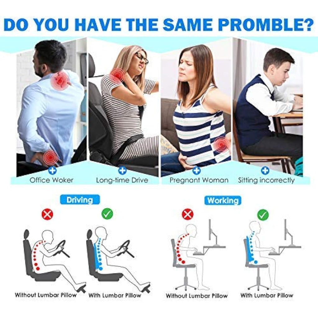 Supa Modern Lumbar Support Pillow | Memory Foam Back Cushion for Office Chair