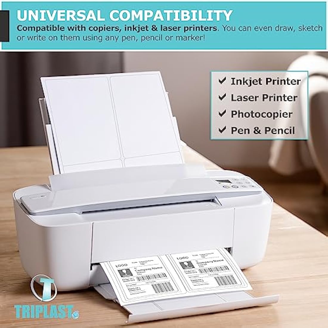 Triplast A4 Address Labels - 44 Per Sheet White Printer Stickers (50 Sheets)