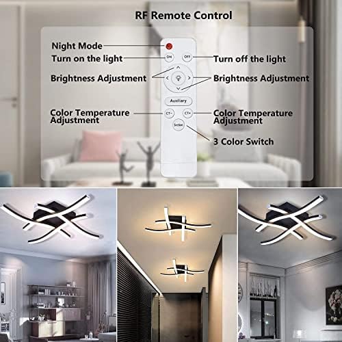 Beleben Dimmable LED Ceiling Light | 24W Modern Curved Design - Black