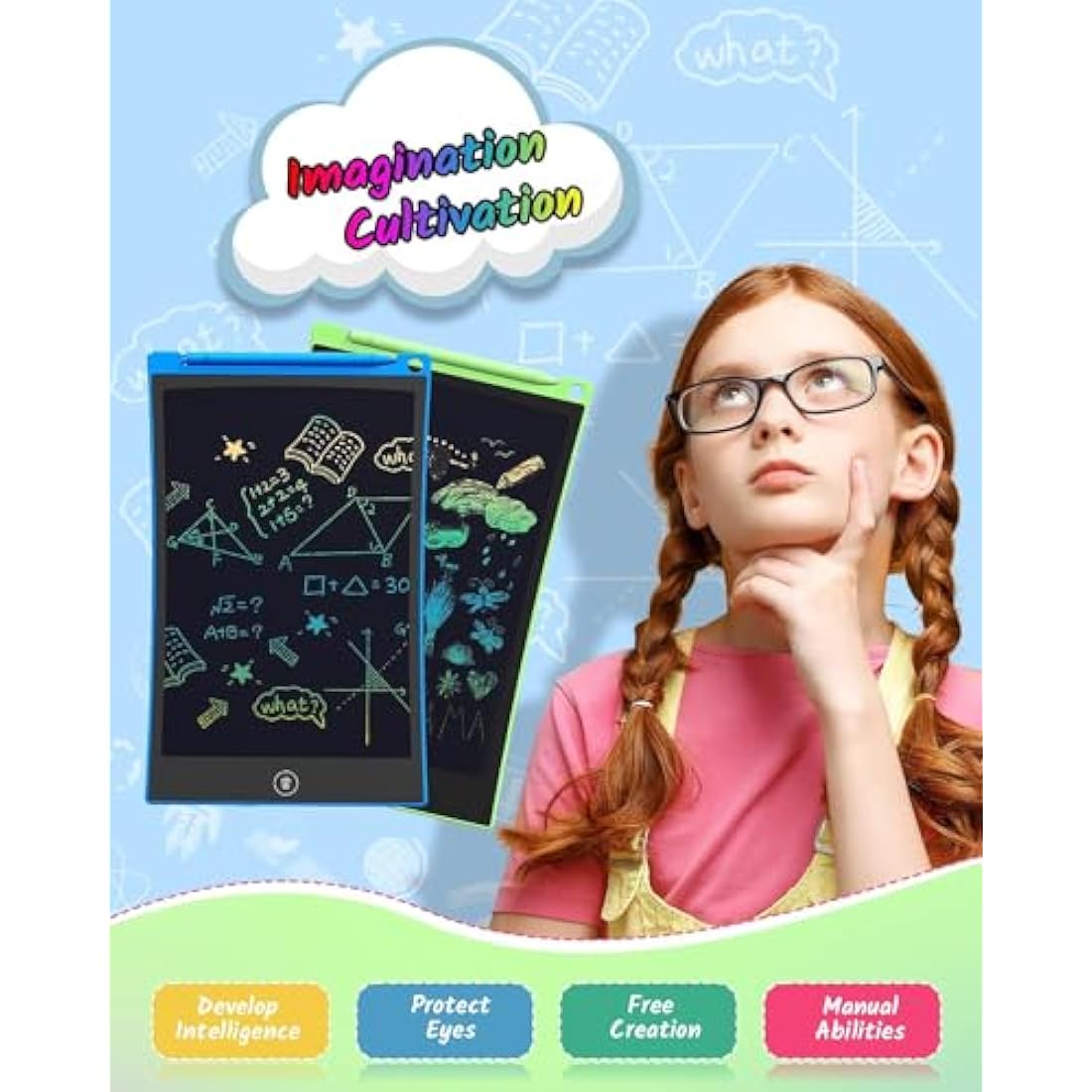 TECJOE 2-Pack LCD Writing Tablet | 8.5 Inch Colorful Doodle Board for Kids