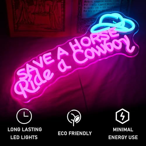 Cowboy Hat Neon Sign | Dimmable LED Wall Decor for Man Cave
