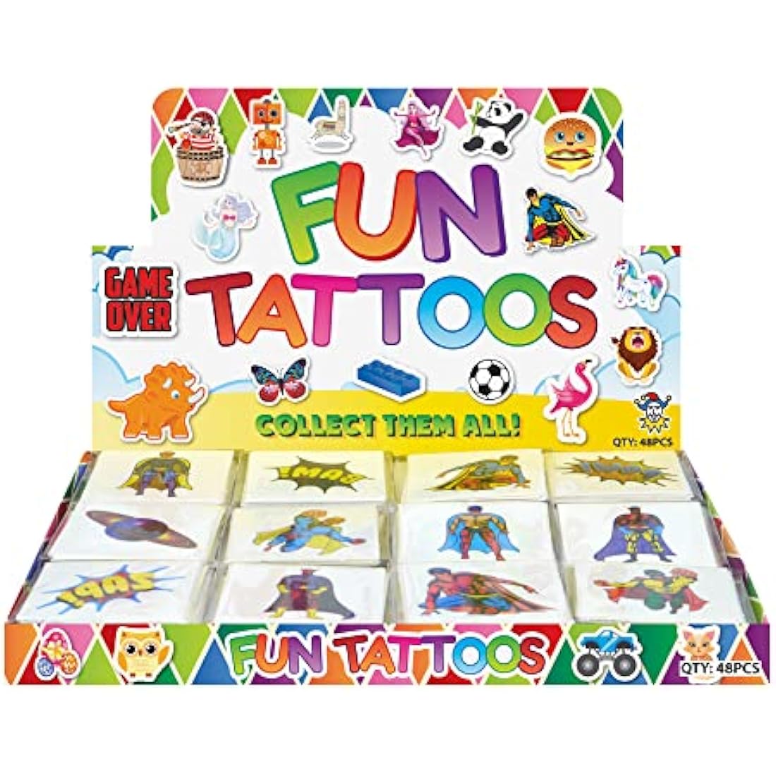 Henbrandt Superhero Temporary Tattoos - 24 Pack Kids Party Bag Fillers