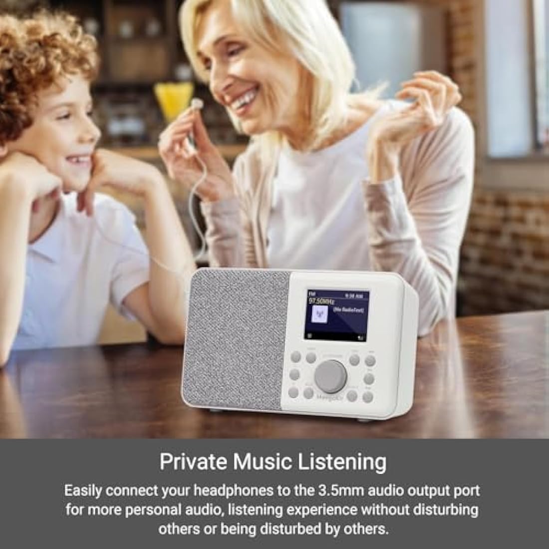 MangoKit MD3 DAB/DAB+ Digital Radio with Bluetooth & Dual Alarm – Stone Grey
