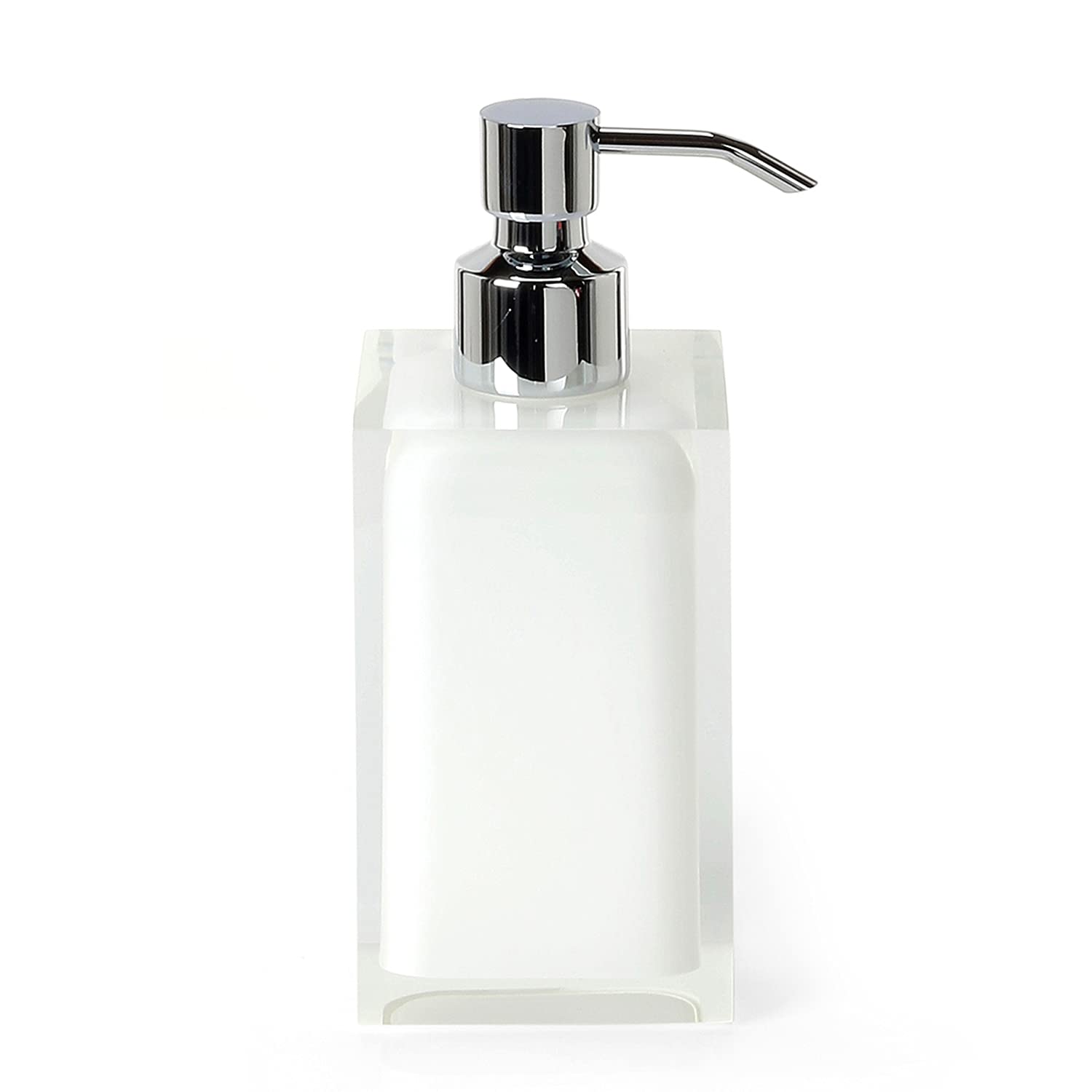 Gedy White Resin Bathroom Soap Dispenser – Handmade 210ml Liquid Pump