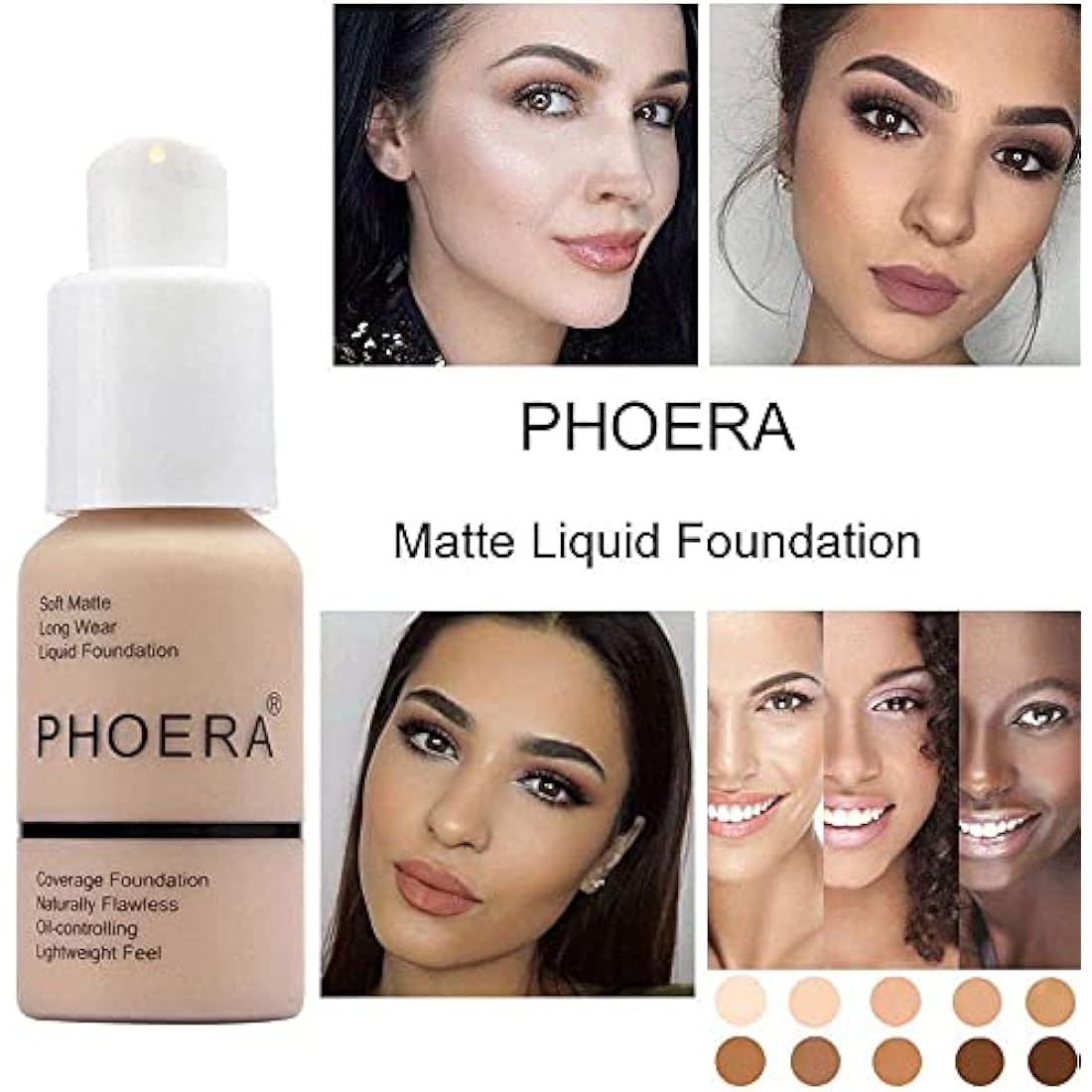 Phoera Full Coverage Liquid Foundation | Matte Oil Control - 105 Sand
