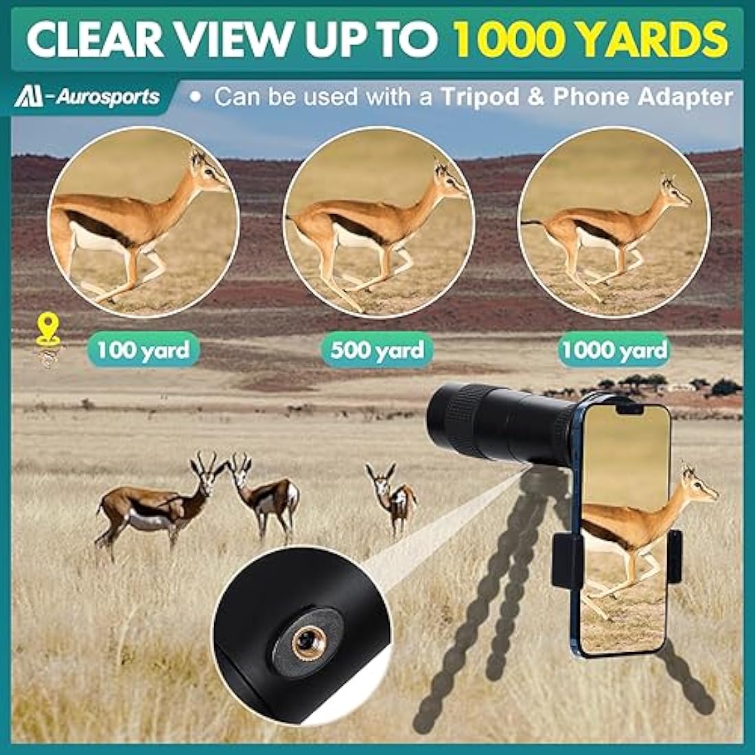 Aurosports 10-30x40 Zoom Monocular | High Power BAK4 Prism Telescope