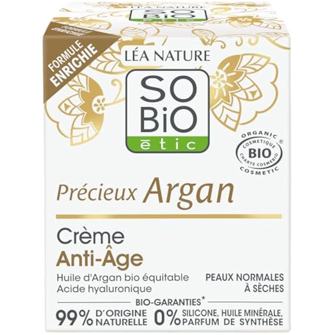 SO'BiO étic Anti-Aging Day Cream – Firming Argan Oil Moisturizer, 50ml