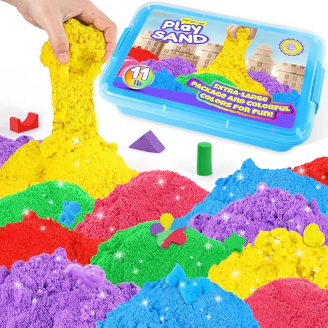 AtMini Play Sand Kit - 5kg Magic Sand with 6 Colors and Sensory Tray