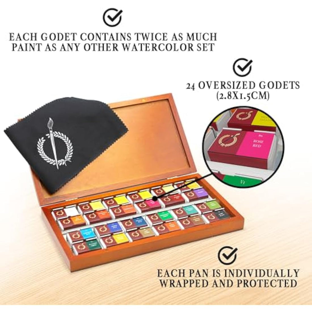 Pinturale Arts Professional Watercolour Paint Set - 24 Large Colours