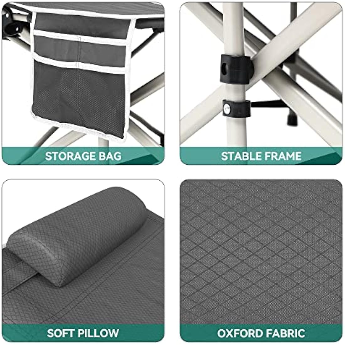 YITAHOME Folding Camping Cot – 28" Extra Wide Heavy Duty Bed, Grey