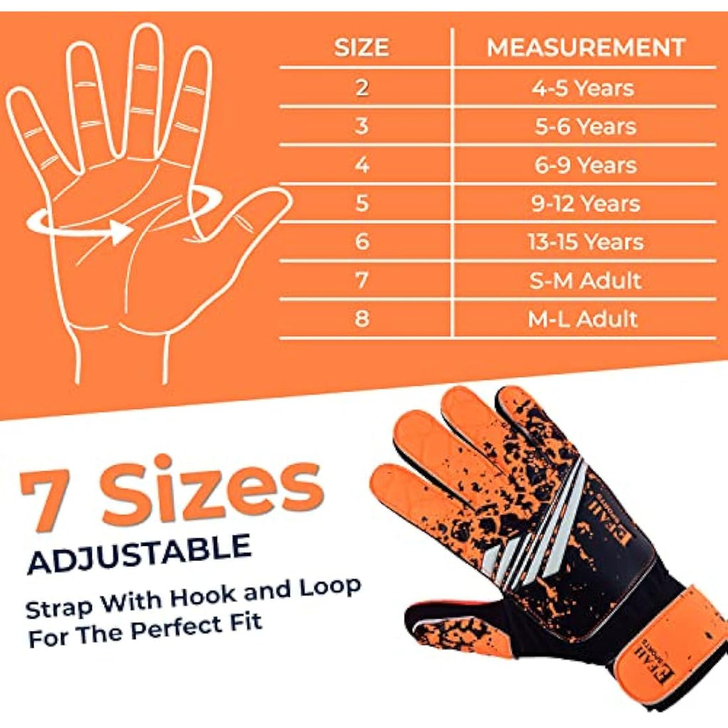 EFAH SPORTS Kids Soccer Goalkeeper Gloves | High Grip Youth Goalie Gear